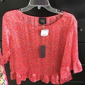 W5 sheer red blouse